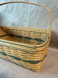 Large Woven Rectangle Longaberger Basket With Green Trim