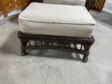 Heavyweight Brown Wicker/Rattan Chair with Ottoman, With Cushions, Unbranded