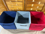 Set of 3 Collapsable Fabric Storage Cube/Bins (red/blue/gray)
