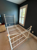 Pair of White Metal Twin Beds with Metal Frames