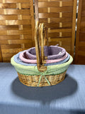 F- Set of 4 Fabric Lined Easter Baskets, Various Sizes