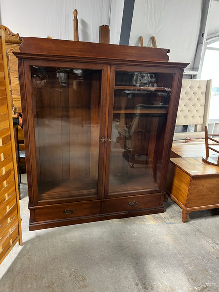 Antique Glass Front Cabinet ***HEAVY ITEM***