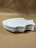 Set Of 4 Williams Sonoma White Porcelain Fish Appetizer Plates // 2 Sets Available // *** PRICED INDIVIDUALLY ***