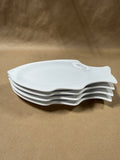 Set Of 4 Williams Sonoma White Porcelain Fish Appetizer Plates // 2 Sets Available // *** PRICED INDIVIDUALLY ***