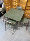 Samsonite Futura Green Folding Card Table with (4) =folding Chairs