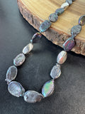 Peacock Freshwater Oval Pearl Necklace with Sterling Silver Toggle