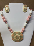 Pink, White & Gray Necklace/Earring Set