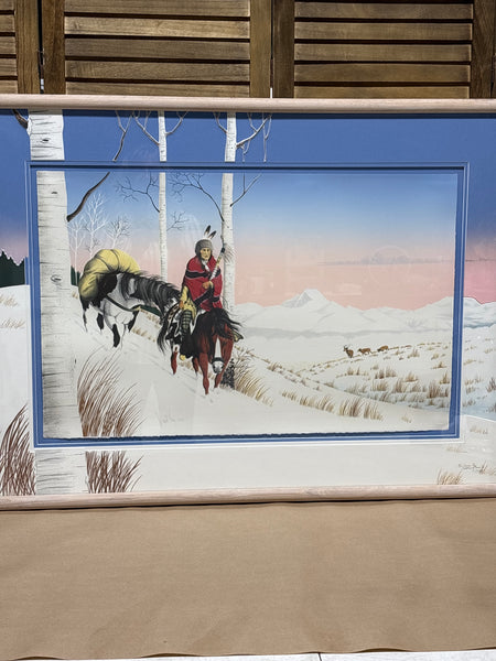 Winter Visitors Print by Cherokee Artist; Donald Vann - Signed