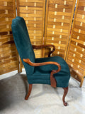 Unbranded Upholstered/Wood Arm Chair, Teal Green Color Tone