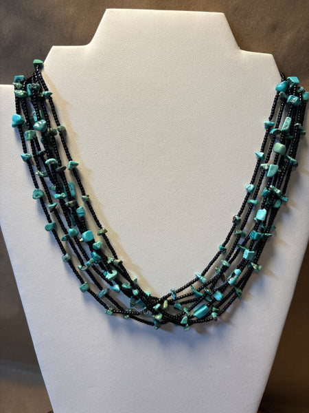 Black/Turquoise Beaded Necklace