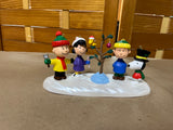 Hallmark Peanuts Ornaments: Set of 4 Ornaments with Snow Scene Table Top Display