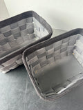 Pair of Sturdy Gray Canvas Woven Storage Baskets