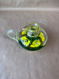 Joe St Clair Art Glass Yellow Floral Paperweight