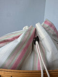 Longaberger 2001 Large Summertime Boardwalk Basket with Plastic Liner & Extending Fabric Liner