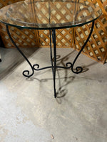 Round Glass Top Side Table with Metal Base
