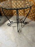 Round Glass Top Side Table with Metal Base