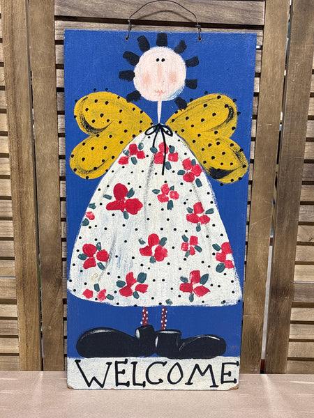Folk Art Angel Welcome Sign