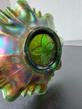 Fenton Grapes Vintage Green Carnival Glass Ruffled Bowl