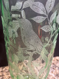 Large Uranium Glass Vase with Etching & Gold Trim