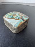 Bohemian Tile Top Silver Tone Trinket Box