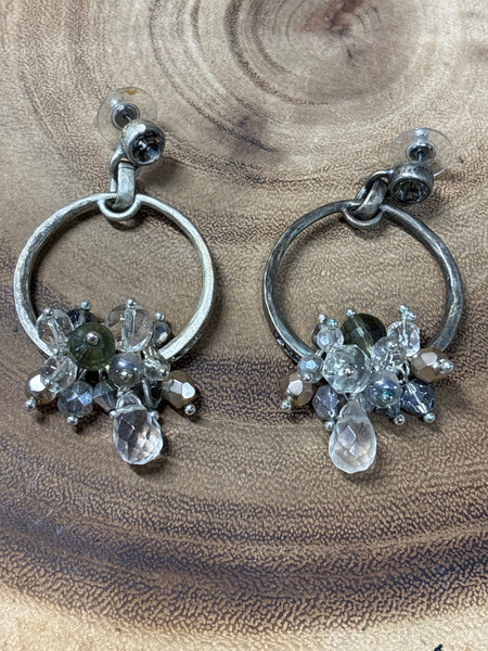 Circle Earrings with Bead Clusters