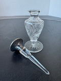 Floral Etched Vintage Glass Perfume Bottle with Sterling Silver Accented Stopper