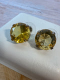 RJ Graziano Large Citrine Rhinestone Stud Earrings
