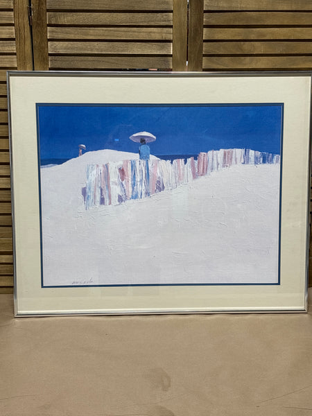 Contemporary Print of People on Dunes; Signed