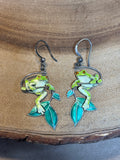 Sterling & Enamel Frog Earrings
