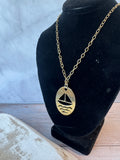 Long Sailboat Medallion Vintage Gold Tone Necklace