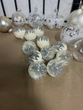 20 pc Clear Glass/Gold Ornaments, Lot D