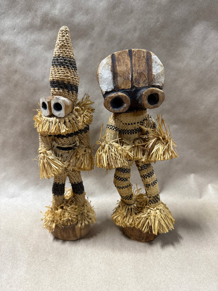 (A) Pair Of African Pende Mingangi Congo Raffi Wooden Figurines