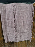 Primitive Purple Plaid Square Table Cloth With Fringe