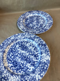 Blue Spongeware Ceramic Dinner Plates - Set Of 4