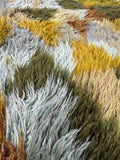 Shades of Green Vintage Swedish Rya High-Pile Shag Rug with Pad