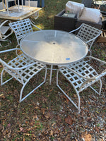 Patio Table and Chairs Set w/Umbrella Holder