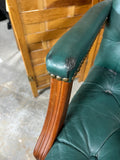 Ethan Allen Green Leather Office Chair (A)