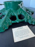 John Wright Vintage Heirloom Green Cast Iron Snowflake Christmas Tree Stand in Box