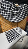 Black & Cream Checkerboard Print Round Table Cloth with (4) Cloth Napkins