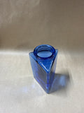 Blue Glass Triangle Shaped Vase