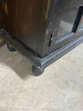 Distressed Black Console Cabinet with Glass Doors