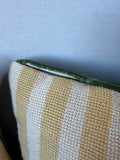 Pair of Yellow Striped Floral Needlepoint Throw Pillows