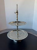 Globe Exports Corporation India 2 Tier Silver Tone Deer Server with Rhinestone Accents