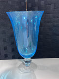 Blue Glass Footed Goblet Style Vase