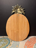 Wooden Pineapple with Gold Tone Leaves
