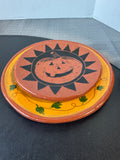 2-Piece Stamped Glazed Redware Fall/Halloween Decorative Plates
