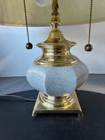 Gray Brass Accented Dual Pull Switch Table Lamp (WORKS)