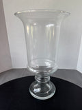 Large Clear Glass Pedestal Hurricane Vase
