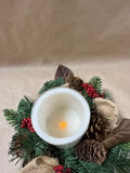 Christmas Wreath With Battery Operated Candle Centerpiece WORKS