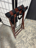 Black Canvas Dark Wooden Folding Luggage Rack